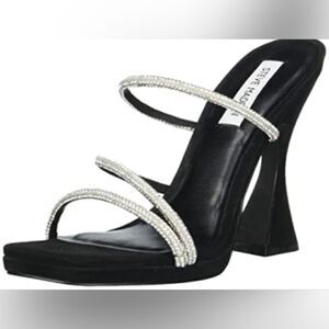 Steve Madden Women's Libbie Heeled Sandal, Black Nubuck